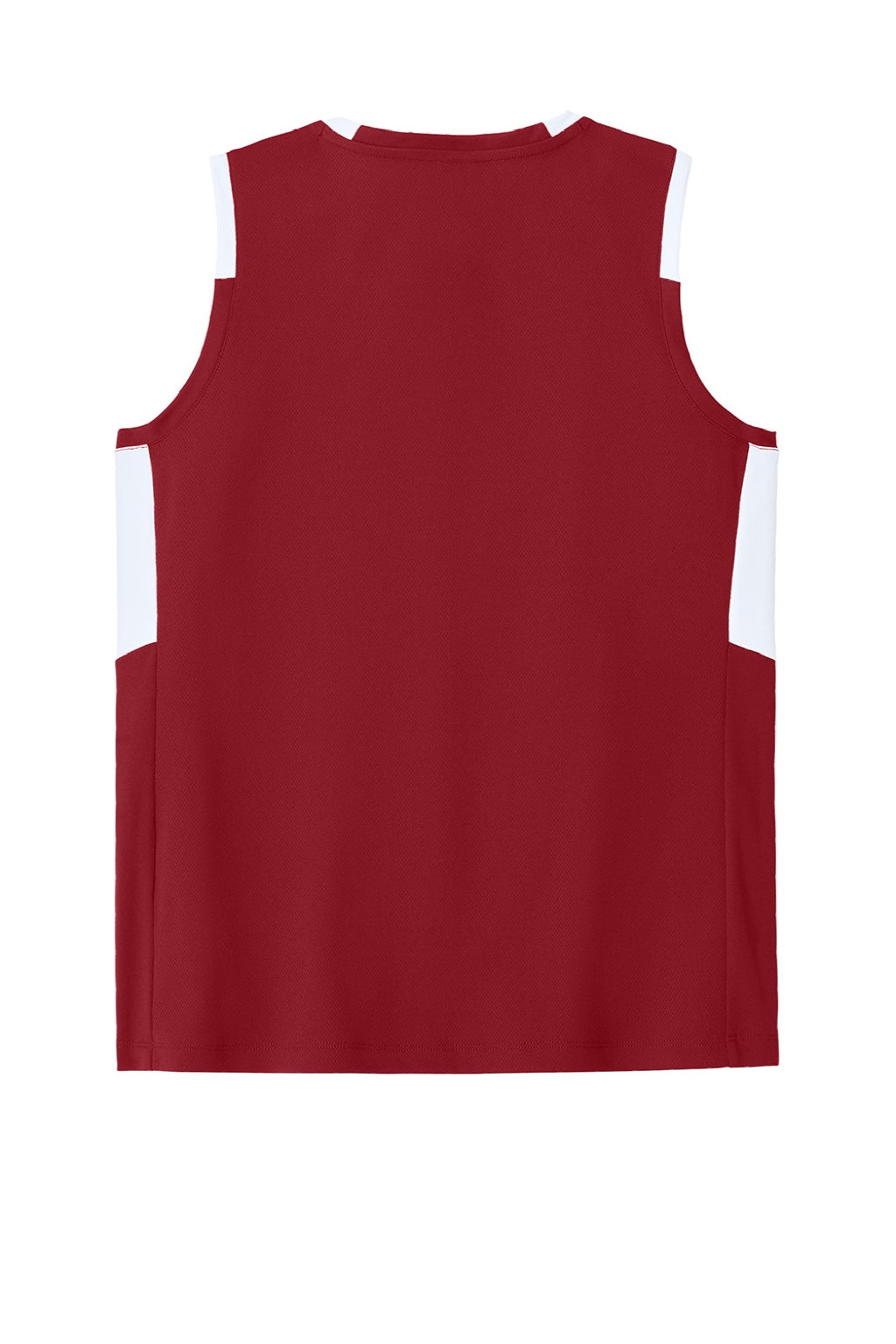 Sport-Tek LST441 Womens Club Moisture Wicking V-Neck Tank Top Deep Red/White Flat Back