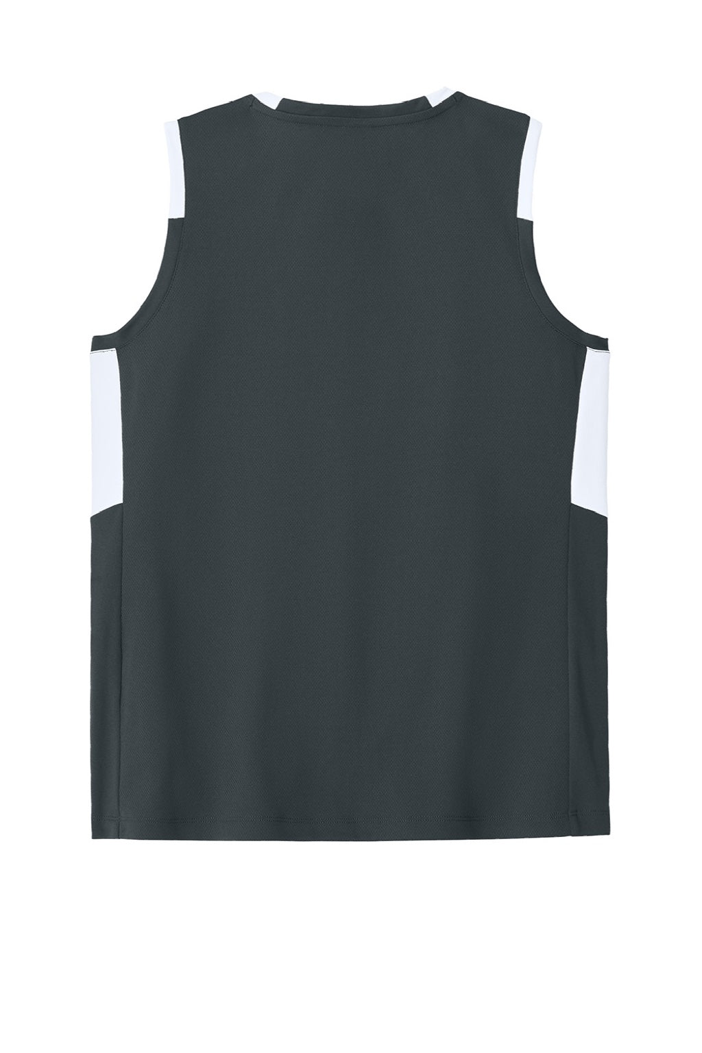 Sport-Tek LST441 Womens Club Moisture Wicking V-Neck Tank Top Iron Grey/White Flat Back