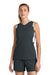 Sport-Tek LST441 Womens Club Moisture Wicking V-Neck Tank Top Iron Grey/White Model Front