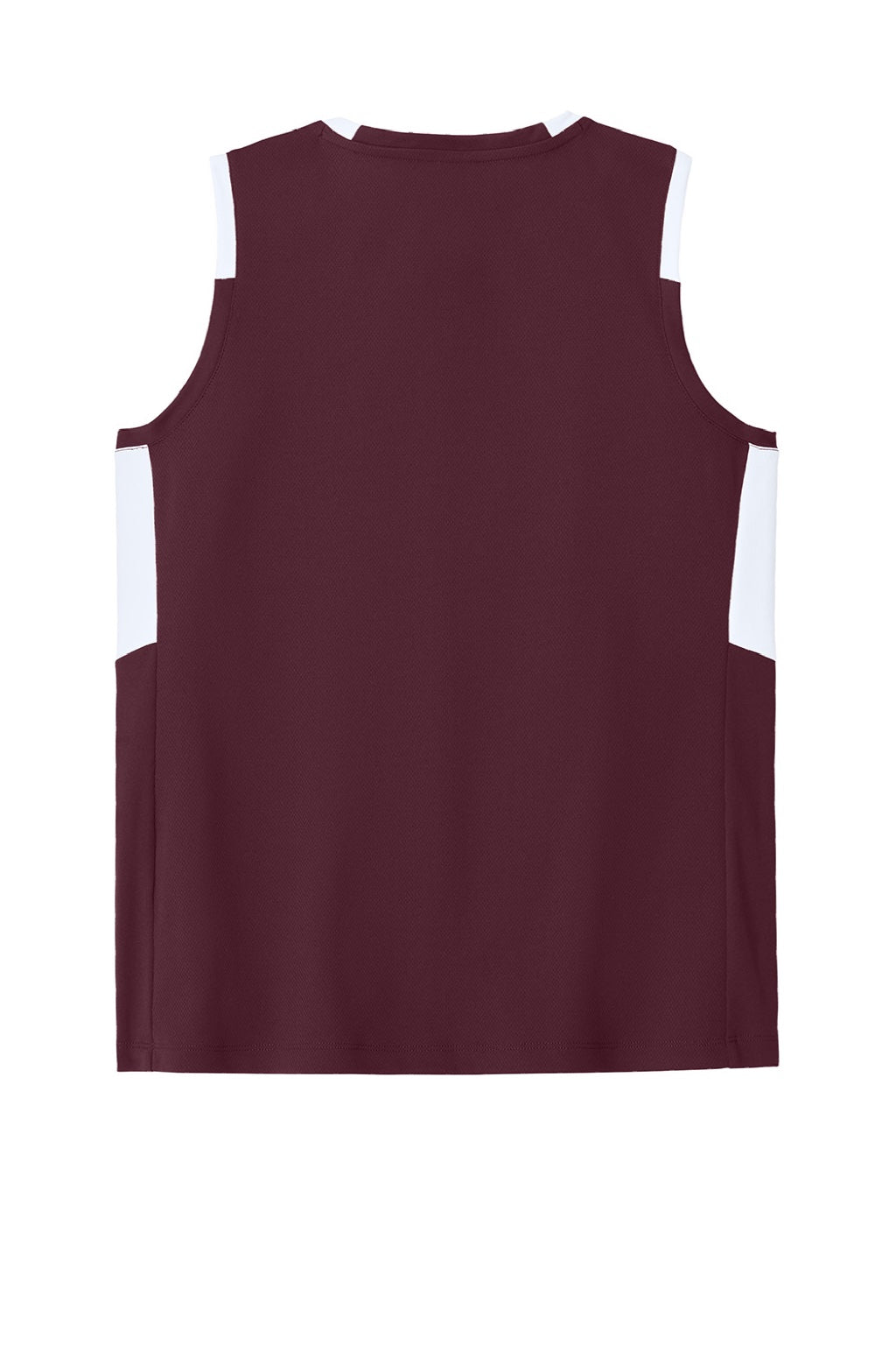 Sport-Tek LST441 Womens Club Moisture Wicking V-Neck Tank Top Maroon/White Flat Back