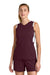 Sport-Tek LST441 Womens Club Moisture Wicking V-Neck Tank Top Maroon/White Model Front