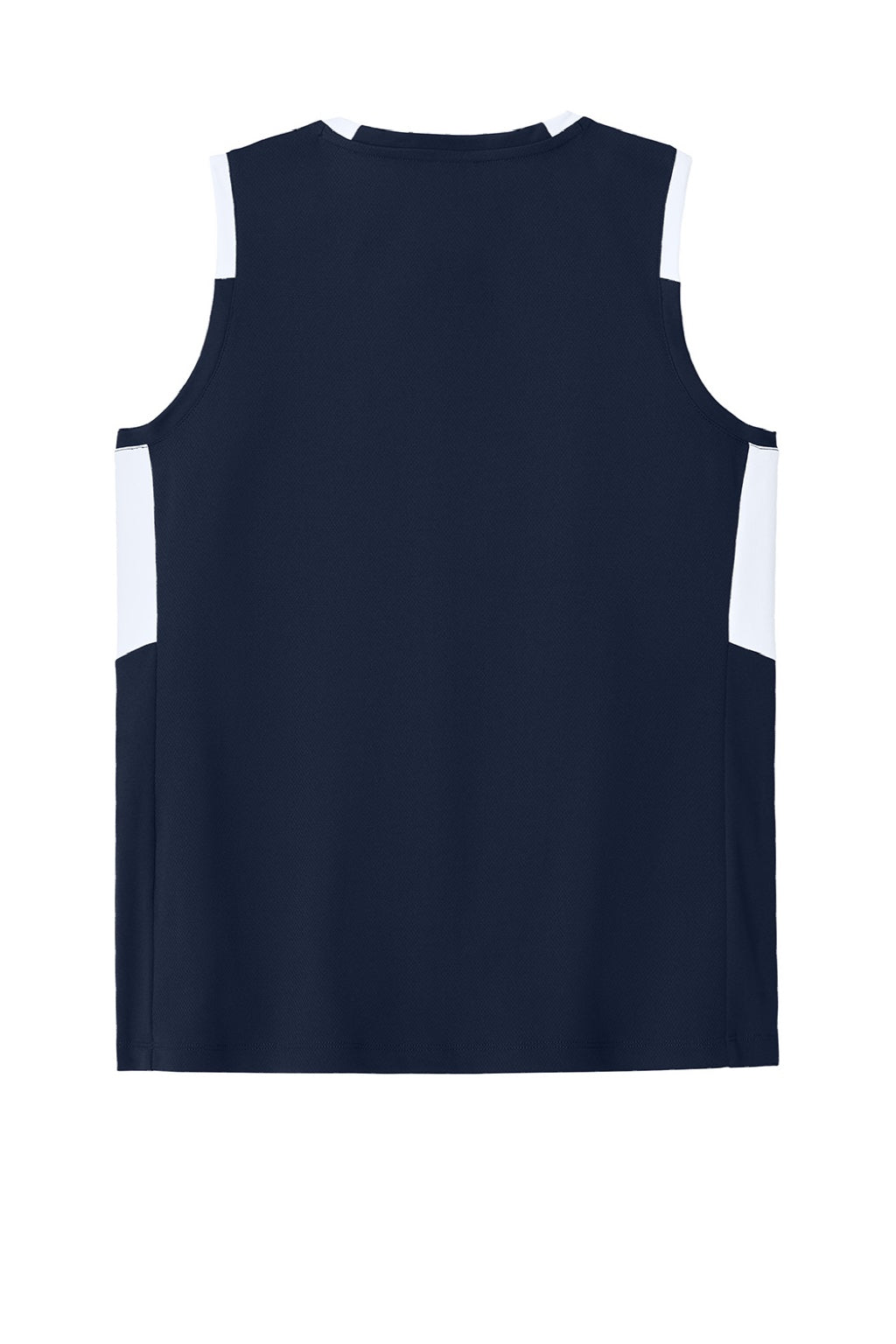 Sport-Tek LST441 Womens Club Moisture Wicking V-Neck Tank Top True Navy Blue/White Flat Back
