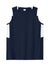 Sport-Tek LST441 Womens Club Moisture Wicking V-Neck Tank Top True Navy Blue/White Flat Front