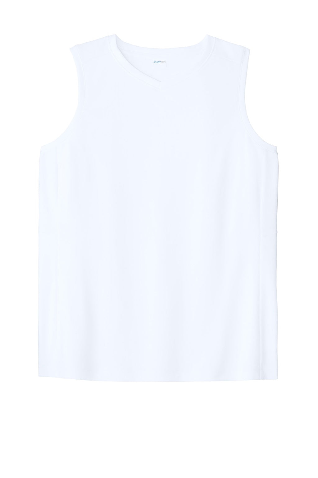 Sport-Tek LST441 Womens Club Moisture Wicking V-Neck Tank Top White/White Flat Front