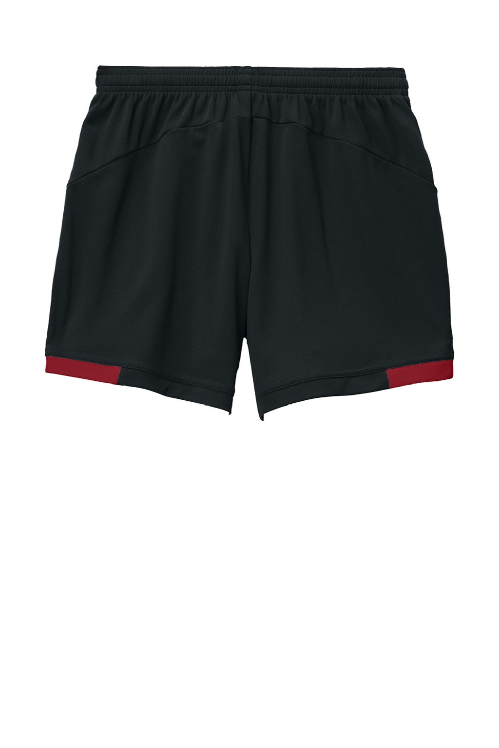 Sport-Tek LST442 Womens Club Moisture Wicking Shorts Black/Deep Red Flat Back