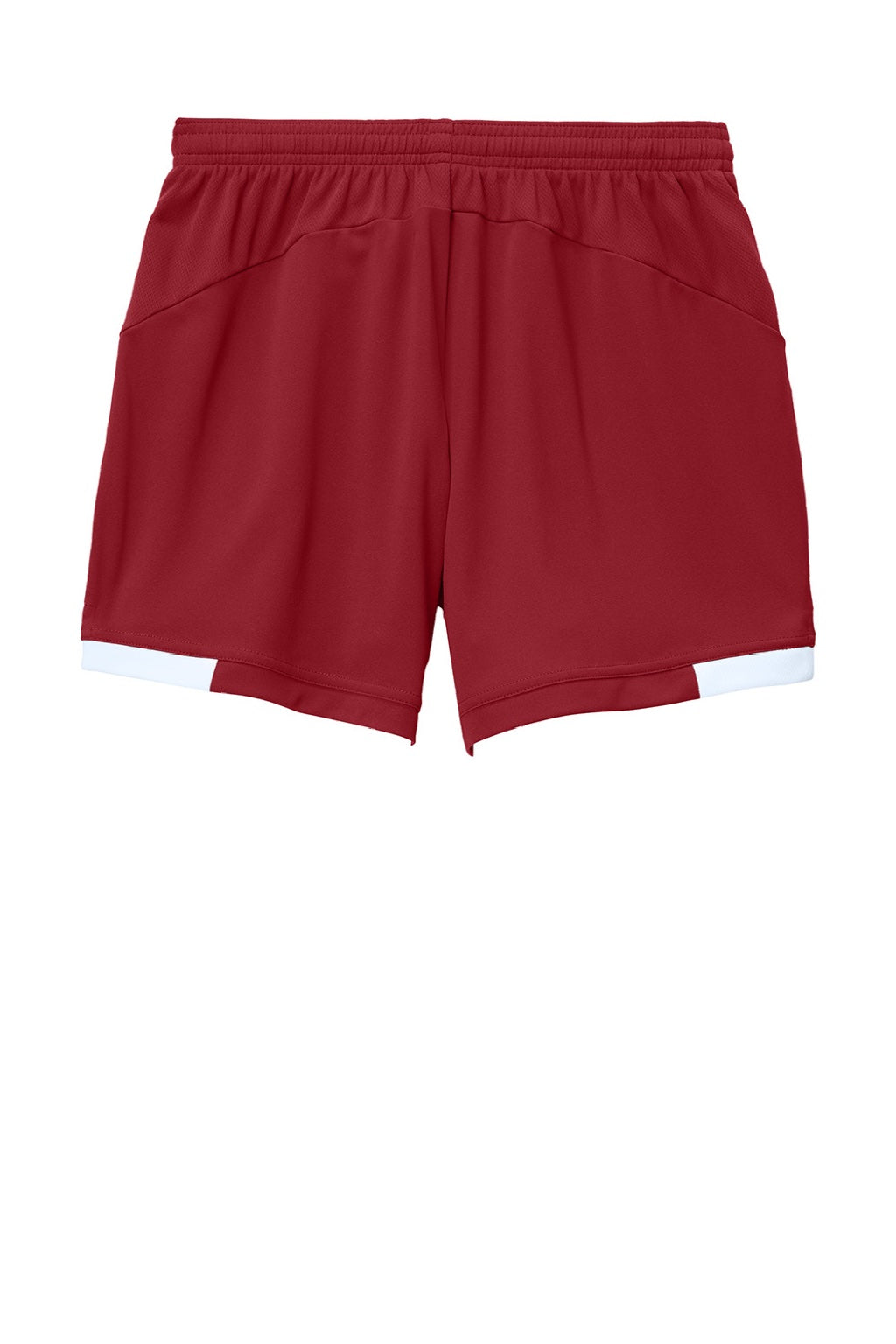 Sport-Tek LST442 Womens Club Moisture Wicking Shorts Deep Red/White Flat Back