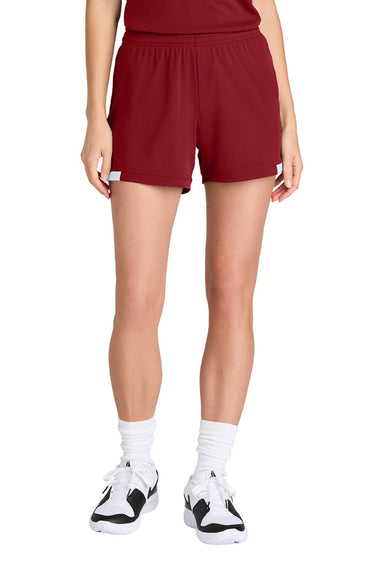 Sport-Tek LST442 Womens Club Moisture Wicking Shorts Deep Red/White Model Front