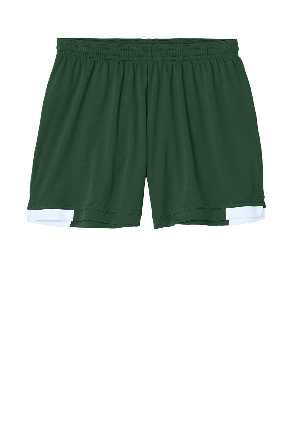 Sport-Tek LST442 Womens Club Moisture Wicking Shorts Forest Green/White Flat Front