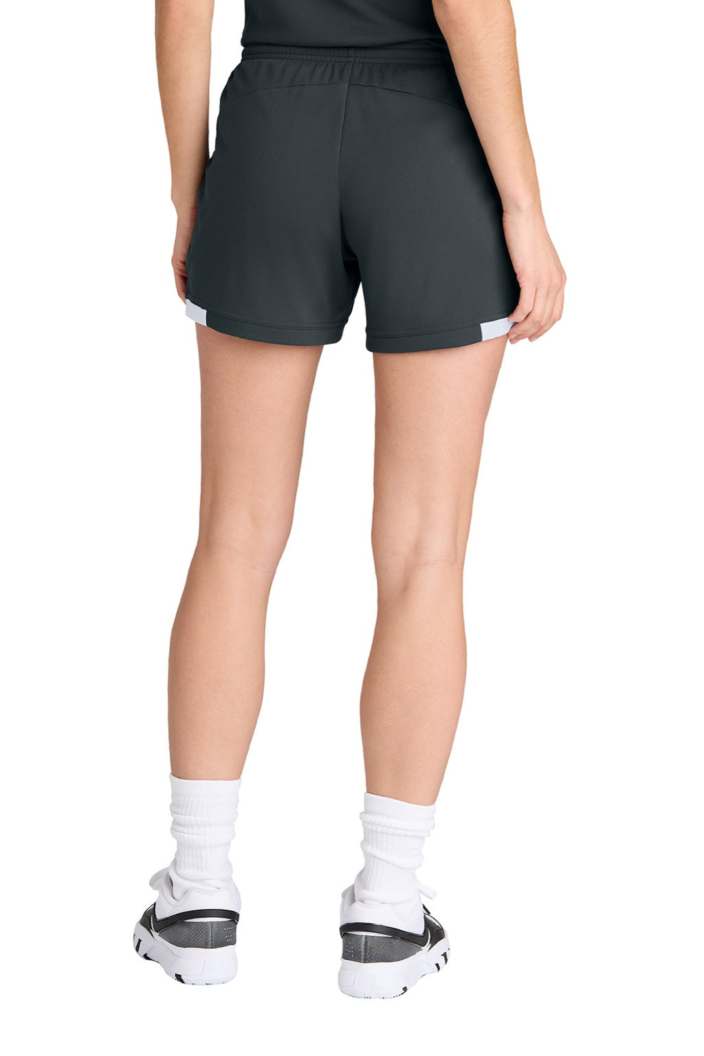 Sport-Tek LST442 Womens Club Moisture Wicking Shorts Iron Grey/White Model Back