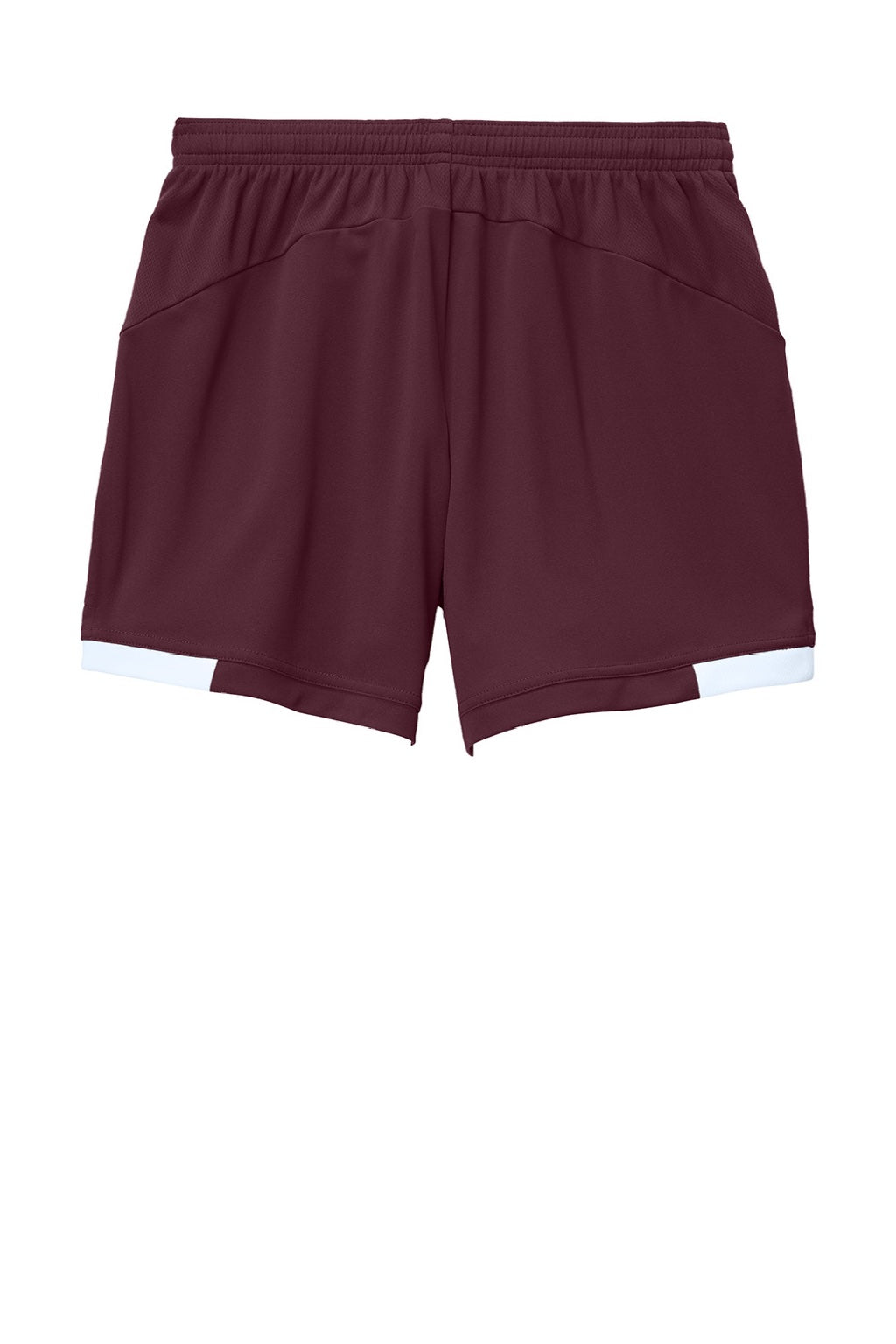 Sport-Tek LST442 Womens Club Moisture Wicking Shorts Maroon/White Flat Back