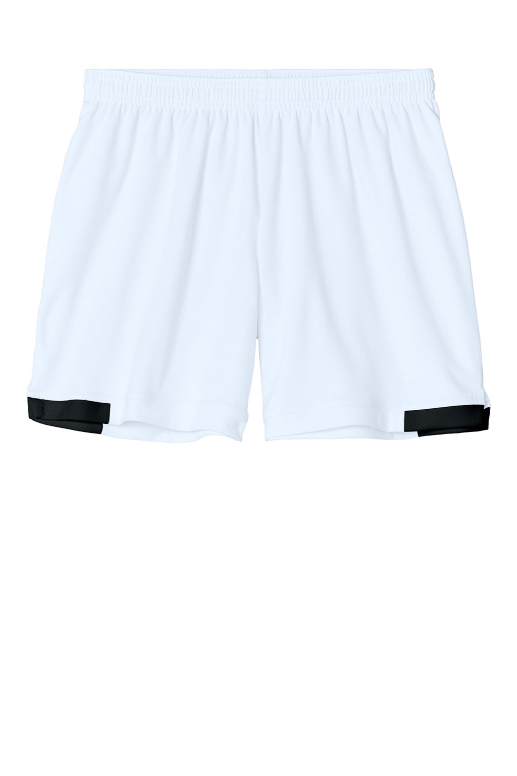 Sport-Tek LST442 Womens Club Moisture Wicking Shorts White/Black Flat Front