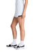 Sport-Tek LST442 Womens Club Moisture Wicking Shorts White/Black Model Side