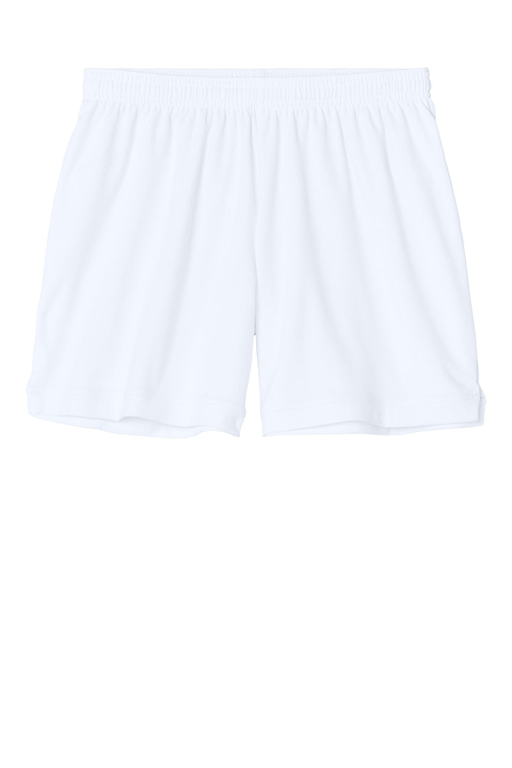 Sport-Tek LST442 Womens Club Moisture Wicking Shorts White/White Flat Front