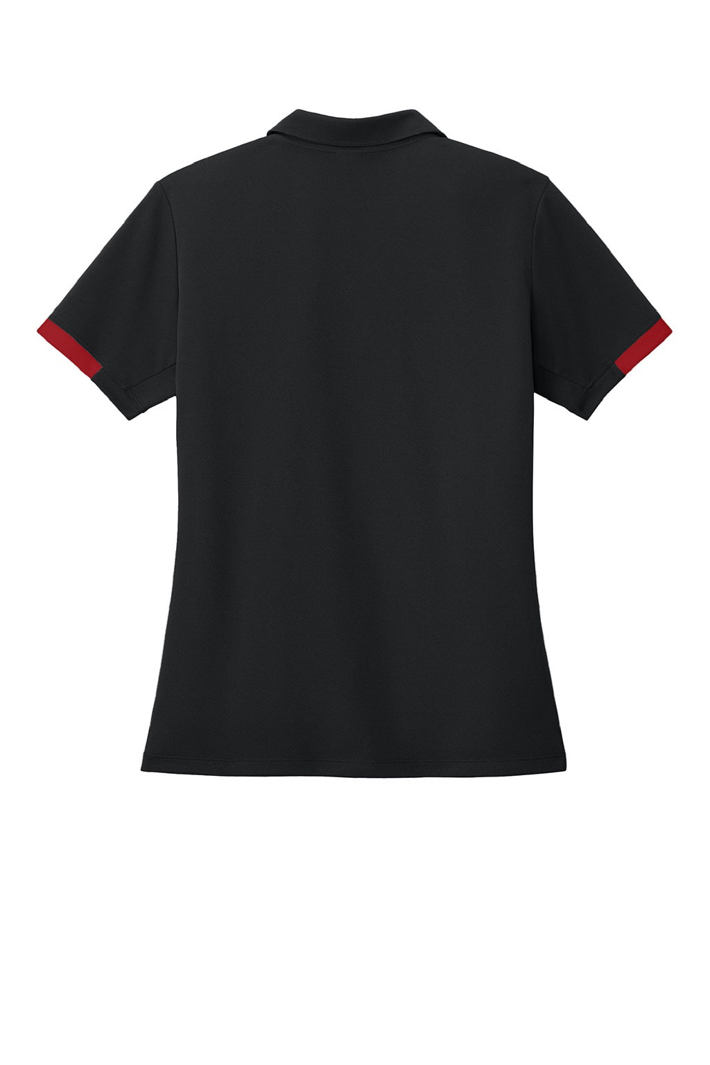 Sport-Tek LST444 Womens Club Colorblock Moisture Wicking Short Sleeve Polo Shirt Black/Deep Red Flat Back