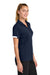 Sport-Tek LST444 Womens Club Colorblock Moisture Wicking Short Sleeve Polo Shirt True Navy Blue/White Model Side