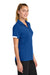 Sport-Tek LST444 Womens Club Colorblock Moisture Wicking Short Sleeve Polo Shirt True Royal Blue/White Model Side