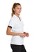 Sport-Tek LST444 Womens Club Colorblock Moisture Wicking Short Sleeve Polo Shirt White/Black Model Side