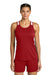 Sport-Tek LST446 Womens Club Track Tank Top Deep Red/White Model Front