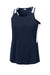 Sport-Tek LST446 Womens Club Track Tank Top True Navy Blue/White Form Front