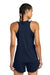 Sport-Tek LST446 Womens Club Track Tank Top True Navy Blue/White Model Back