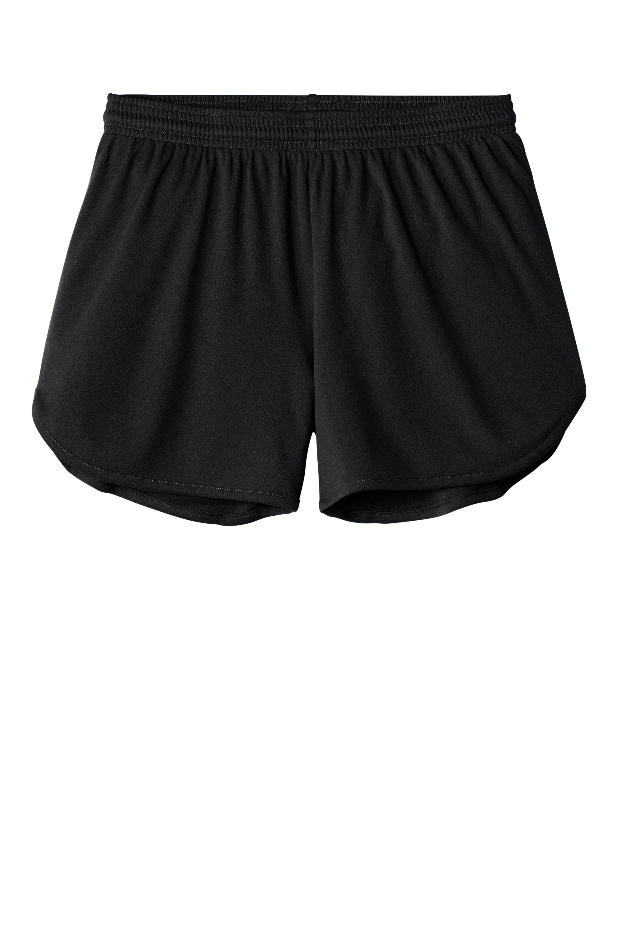 Sport-Tek LST447 Womens Club Track Shorts Black Flat Front