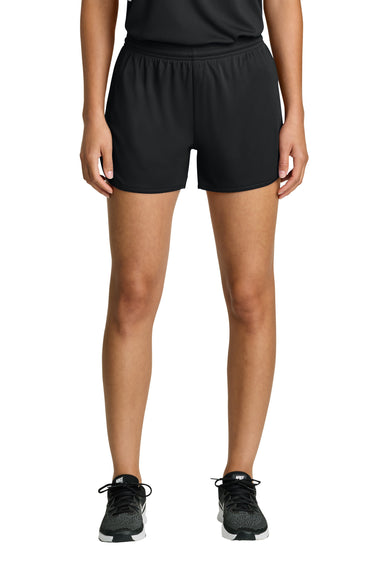 Sport-Tek LST447 Womens Club Track Shorts Black Model Front