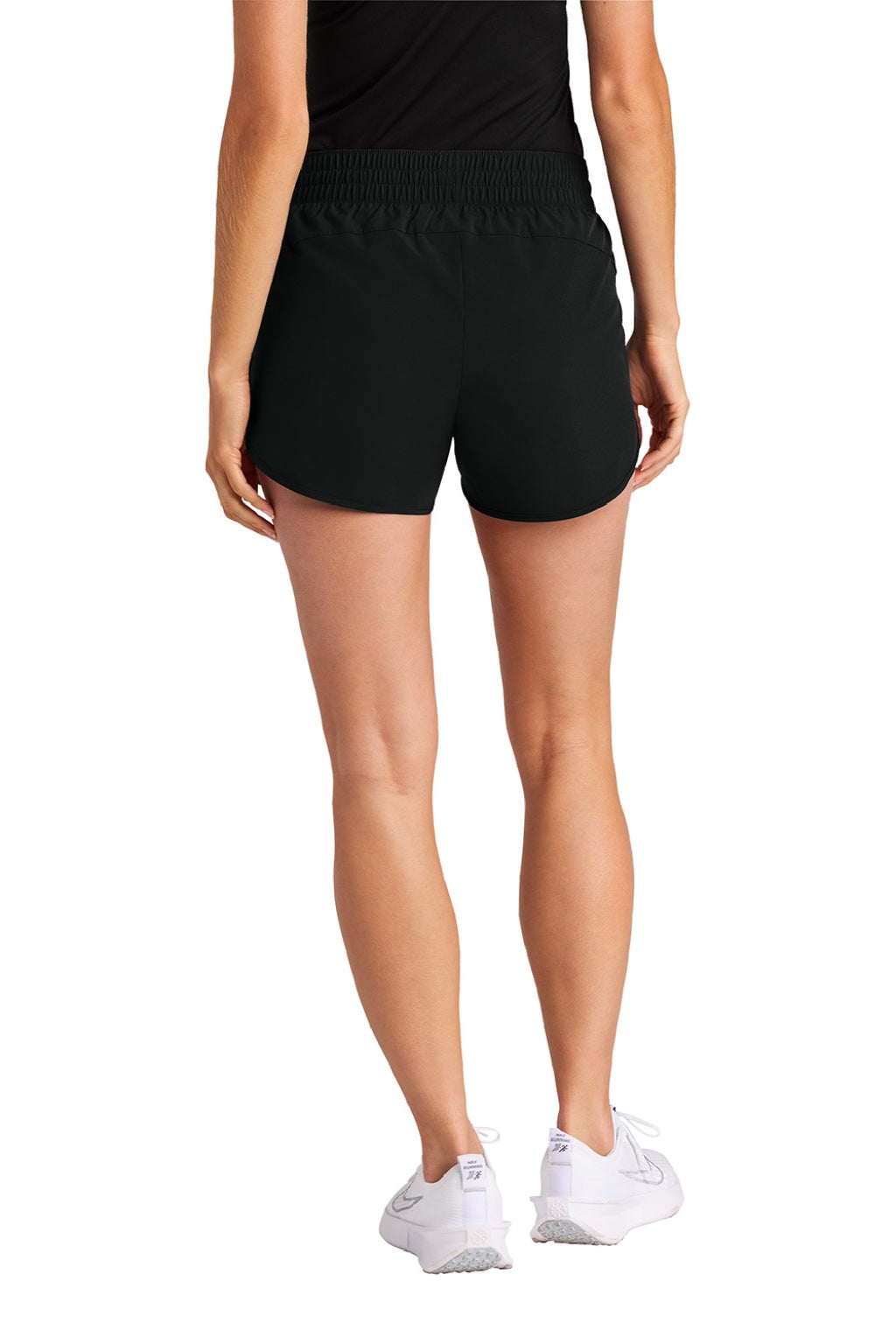 Sport-Tek LST484 Womens Repeat Swift Shorts w/ Pockets Black Model Back