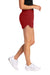 Sport-Tek LST484 Womens Repeat Swift Shorts w/ Pockets Deep Red Model Side