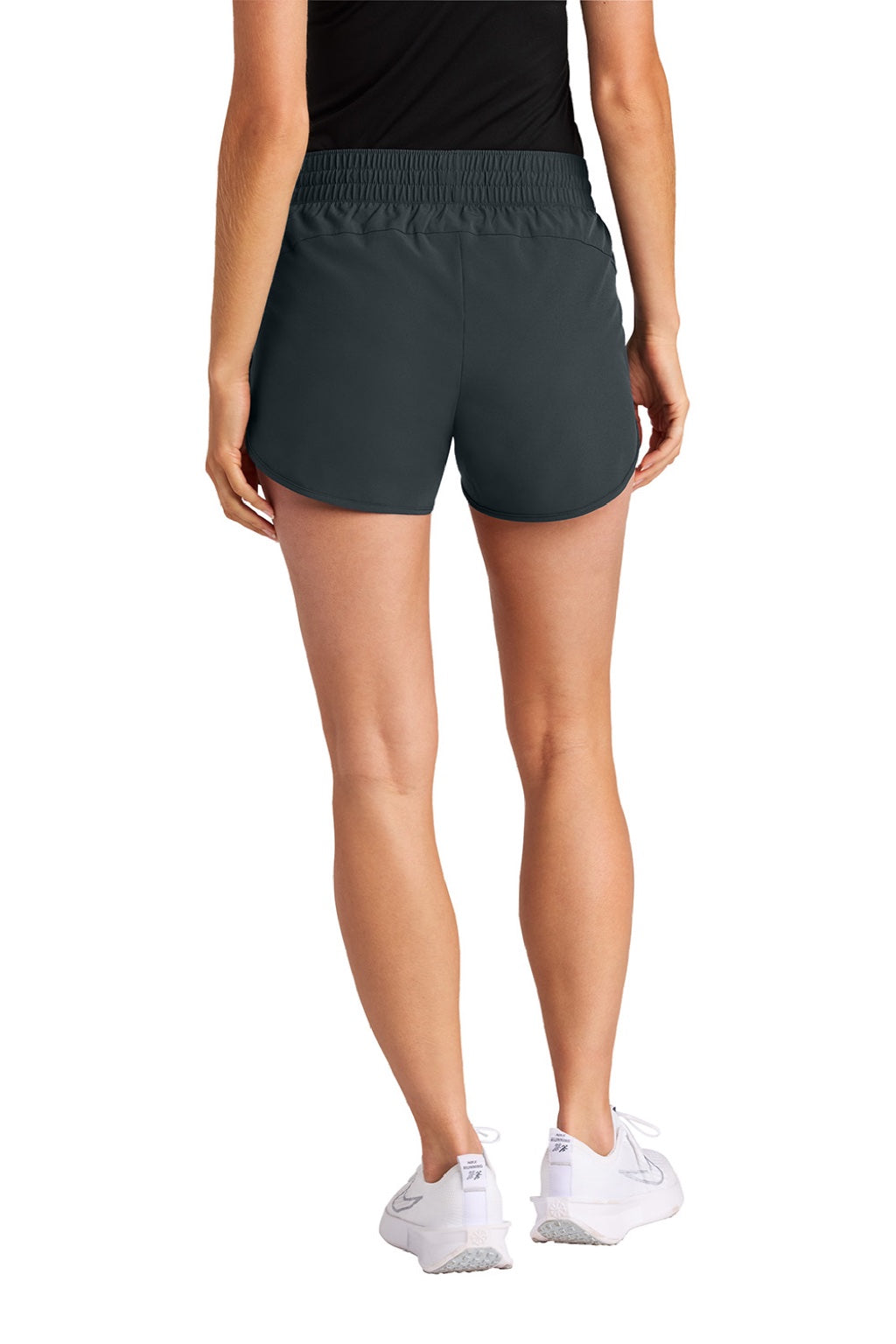 Sport-Tek LST484 Womens Repeat Swift Shorts w/ Pockets Iron Grey Model Back