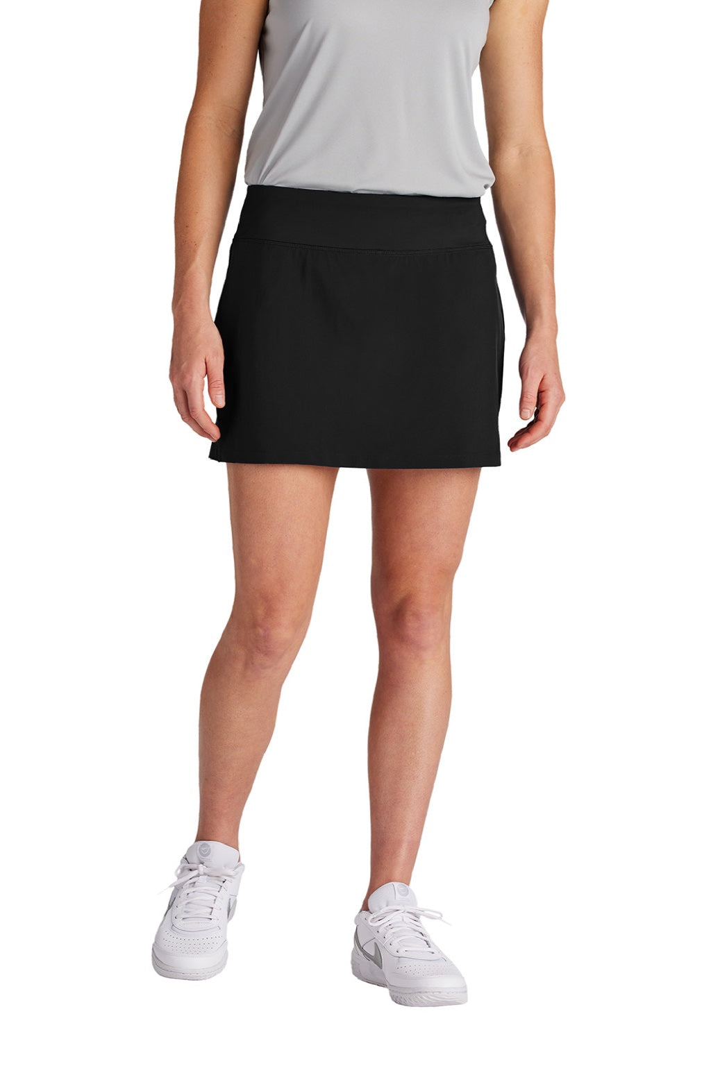 Sport-Tek LST486 Womens Repeat Moisture Wicking Skorts w/ Pockets Black Model Front