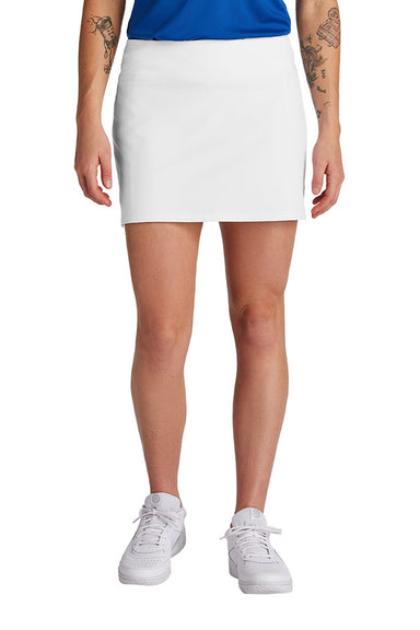 Sport-Tek LST486 Womens Repeat Moisture Wicking Skorts w/ Pockets White Model Front