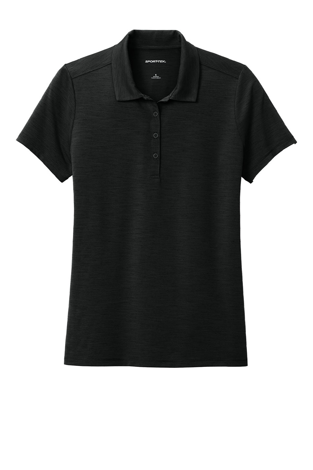 Sport-Tek LST490 Womens Versa Moisture Wicking Short Sleeve Polo Shirt Black Flat Front