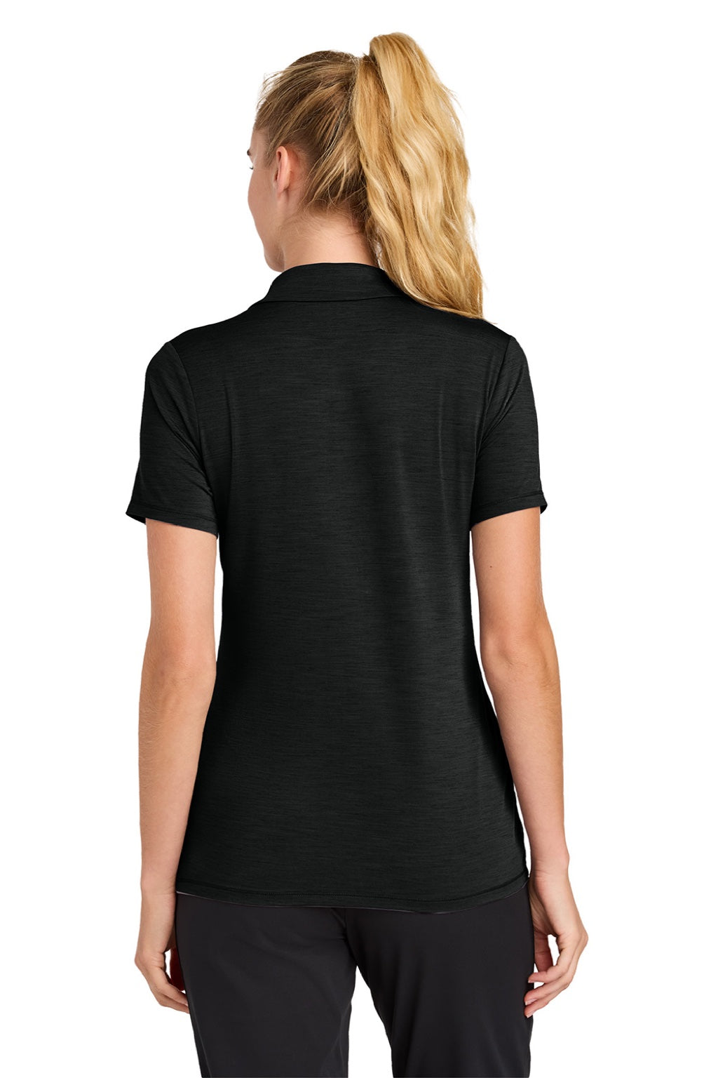 Sport-Tek LST490 Womens Versa Moisture Wicking Short Sleeve Polo Shirt Black Model Back