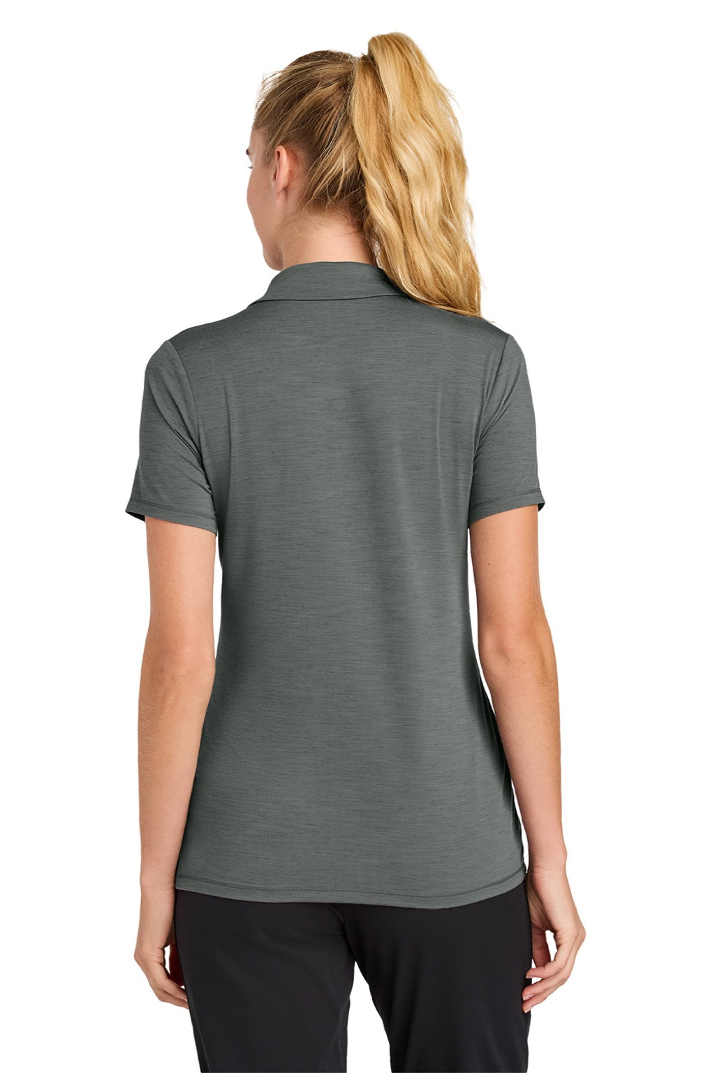 Sport-Tek LST490 Womens Versa Moisture Wicking Short Sleeve Polo Shirt Shadow Grey Model Back