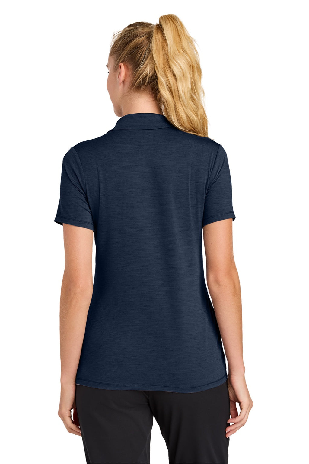 Sport-Tek LST490 Womens Versa Moisture Wicking Short Sleeve Polo Shirt True Navy Blue Model Back