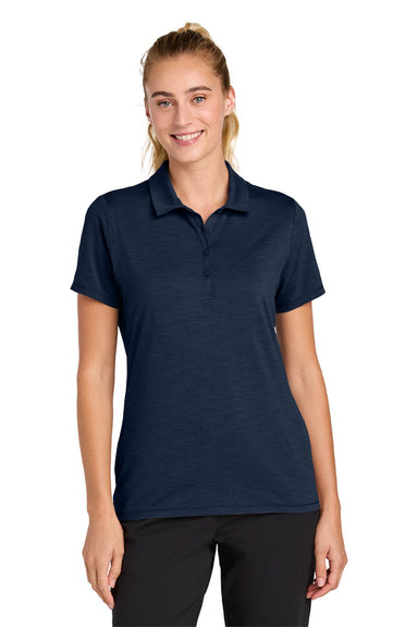 Sport-Tek LST490 Womens Versa Moisture Wicking Short Sleeve Polo Shirt True Navy Blue Model Front