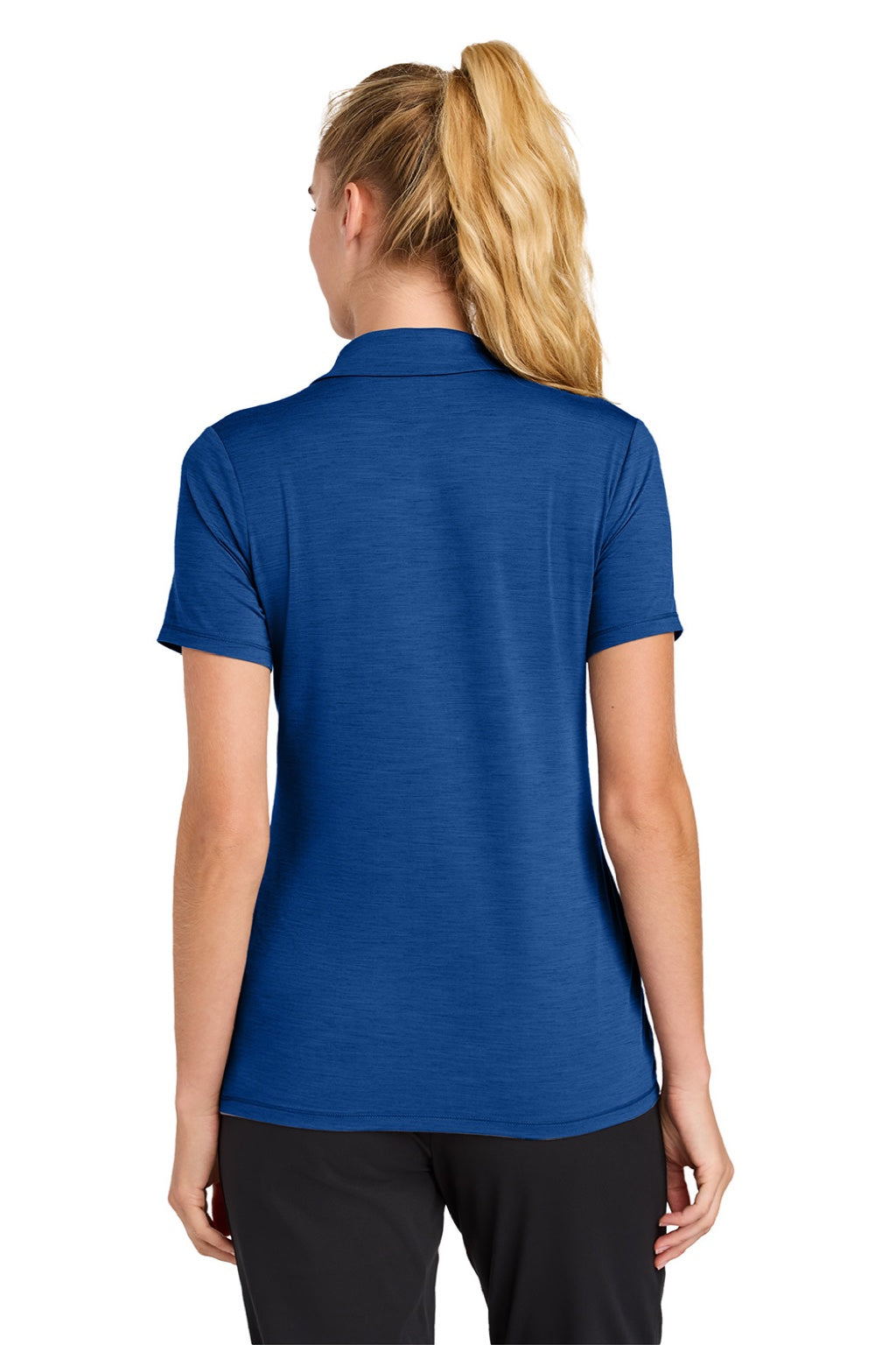 Sport-Tek LST490 Womens Versa Moisture Wicking Short Sleeve Polo Shirt True Royal Blue Model Back