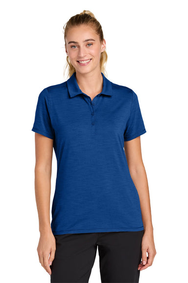 Sport-Tek LST490 Womens Versa Moisture Wicking Short Sleeve Polo Shirt True Royal Blue Model Front
