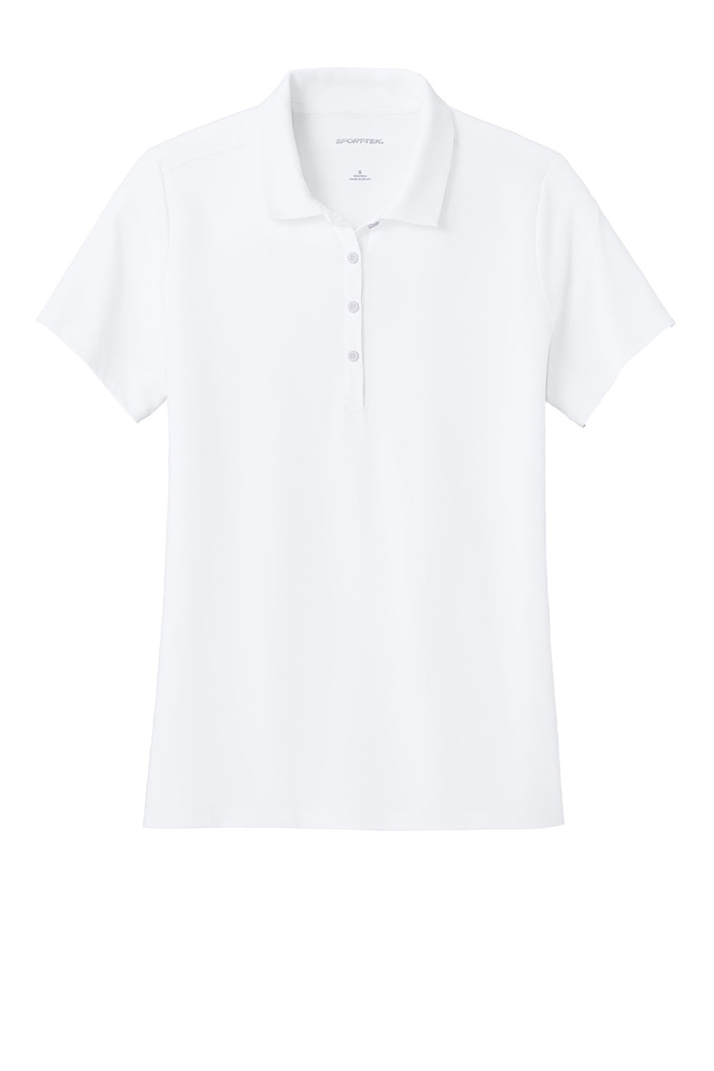 Sport-Tek LST490 Womens Versa Moisture Wicking Short Sleeve Polo Shirt White Flat Front