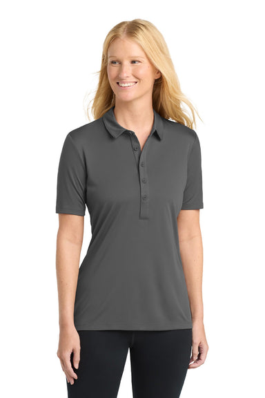 Sport-Tek LST520 Womens Moisture Wicking Short Sleeve Polo Shirt Dark Smoke Grey Model Front