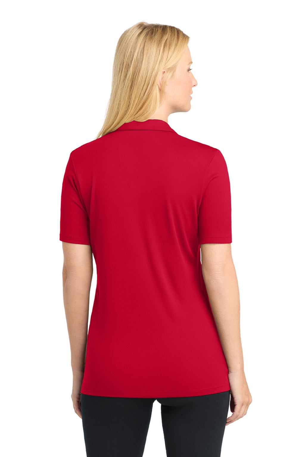 Sport-Tek LST520 Womens Moisture Wicking Short Sleeve Polo Shirt True Red Model Back