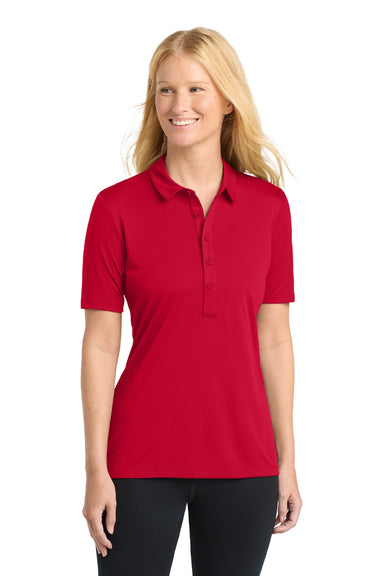 Sport-Tek LST520 Womens Moisture Wicking Short Sleeve Polo Shirt True Red Model Front