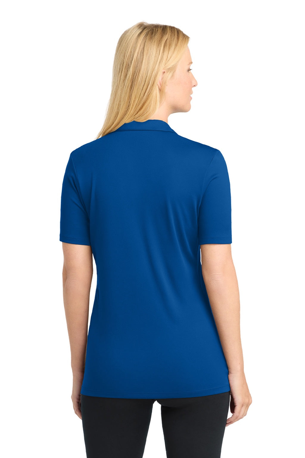 Sport-Tek LST520 Womens Moisture Wicking Short Sleeve Polo Shirt True Royal Blue Model Back