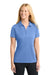 Sport-Tek LST550 Womens Competitor Moisture Wicking Short Sleeve Polo Shirt Carolina Blue Model Front