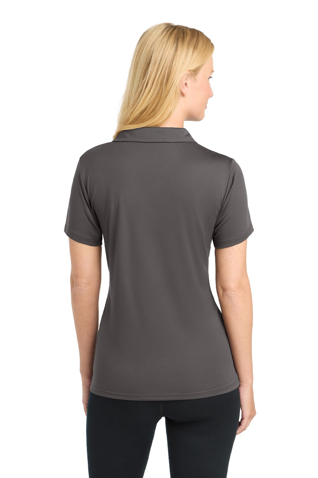 Sport-Tek LST550 Womens Competitor Moisture Wicking Short Sleeve Polo Shirt Iron Grey Model Back