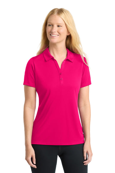 Sport-Tek LST550 Womens Competitor Moisture Wicking Short Sleeve Polo Shirt Raspberry Pink Model Front