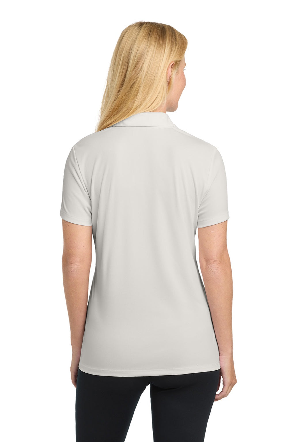 Sport-Tek LST550 Womens Competitor Moisture Wicking Short Sleeve Polo Shirt Silver Grey Model Back