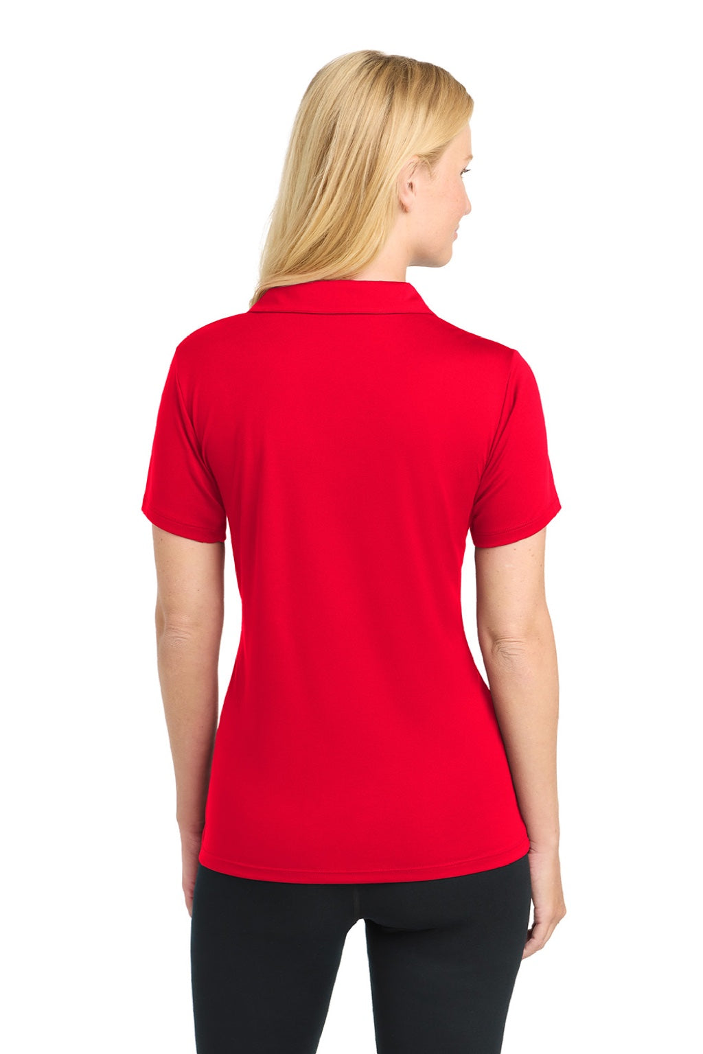 Sport-Tek LST550 Womens Competitor Moisture Wicking Short Sleeve Polo Shirt True Red Model Back
