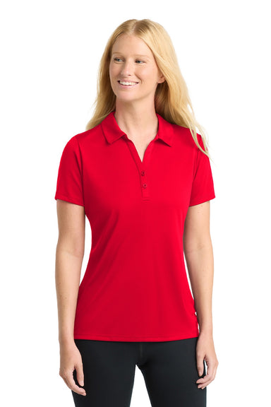 Sport-Tek LST550 Womens Competitor Moisture Wicking Short Sleeve Polo Shirt True Red Model Front