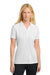 Sport-Tek LST550 Womens Competitor Moisture Wicking Short Sleeve Polo Shirt White Model Front